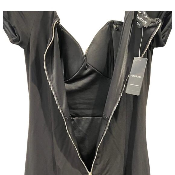 Bebe Mimi off the shoulder Asymetrical Black Dress size M - Picture 4 of 6